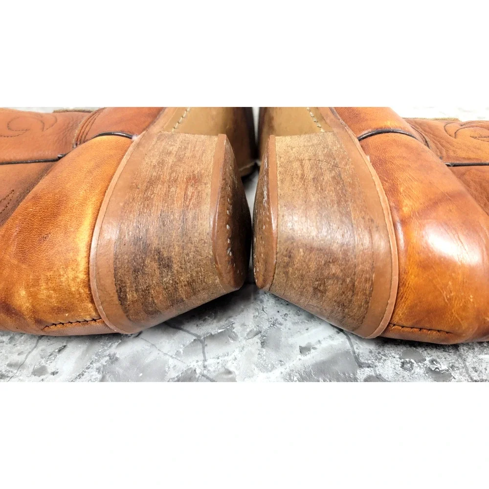 Vintage Dexter Tan Leather Cowboy Western Boots Men’s 9